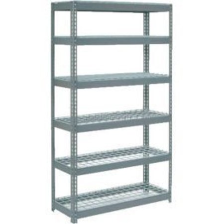 GLOBAL EQUIPMENT Extra Heavy Duty Shelving 48"W x 12"D x 84"H With 6 Shelves, Wire Deck, Gry 255535